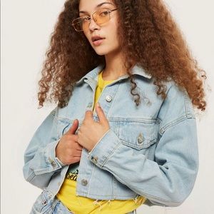 Topshop Raw Hem Cropped Denim Jacket